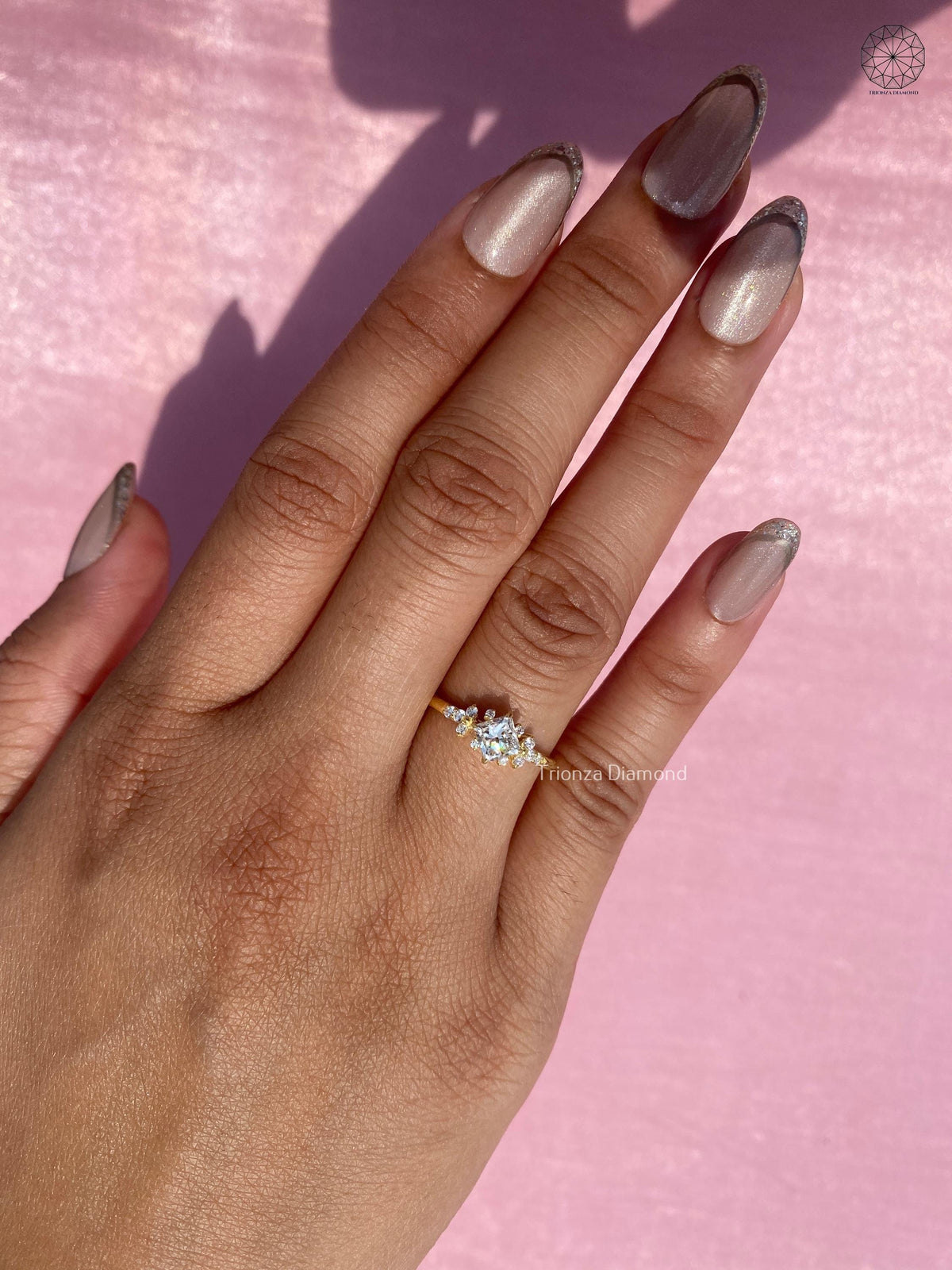 0.62 CT lab grown diamond floral cluster engagement ring for her