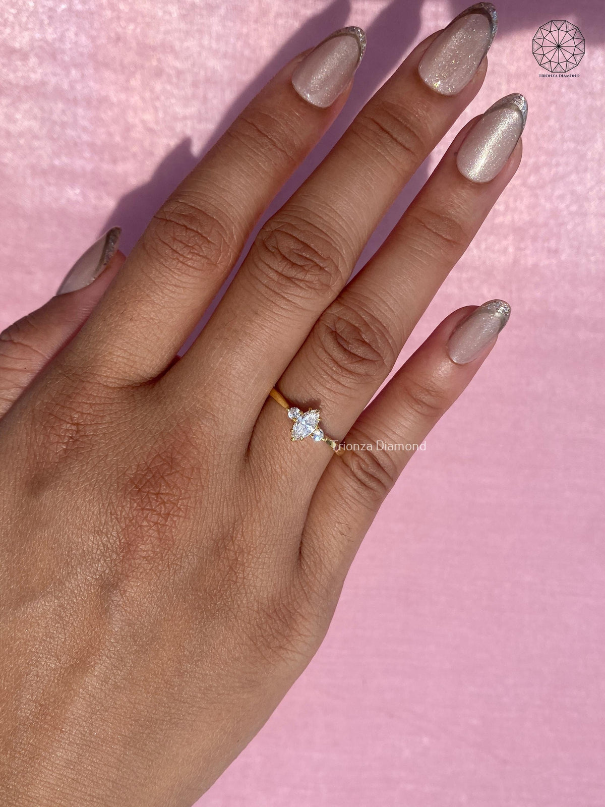 Handcrafted marquise diamond ring designed as a gift for her on any occasion