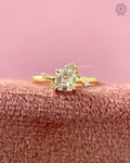 Asscher cut lab grown diamond engagement ring in 18K yellow gold with semi halo cluster design
