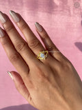 Handcrafted yellow gold ring designed with nature inspired details for bridal wear