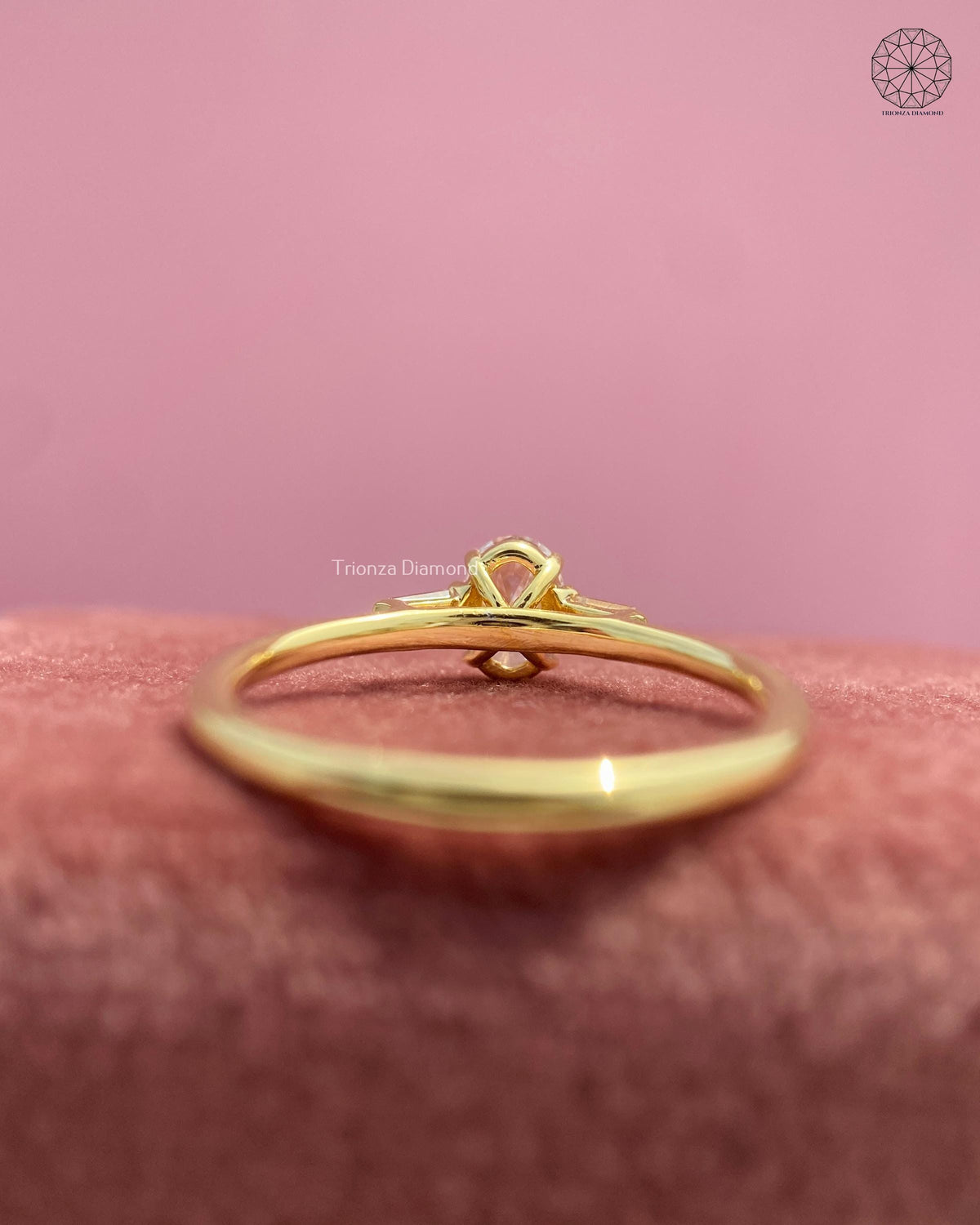 TrionzaDiamond yellow gold ring crafted as a modern classic proposal ring for her