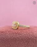 yellow gold halo ring