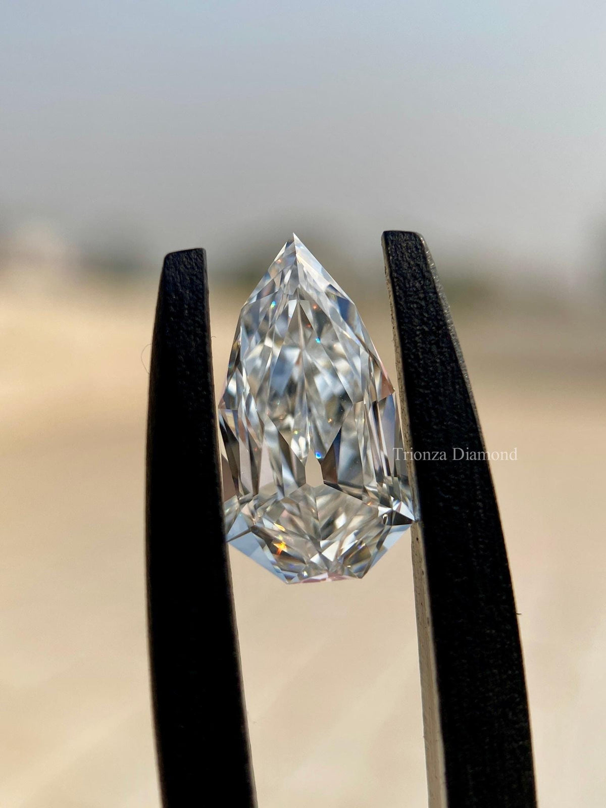 Pear shield lab grown diamond displaying exceptional brilliance and clarity for engagement rings