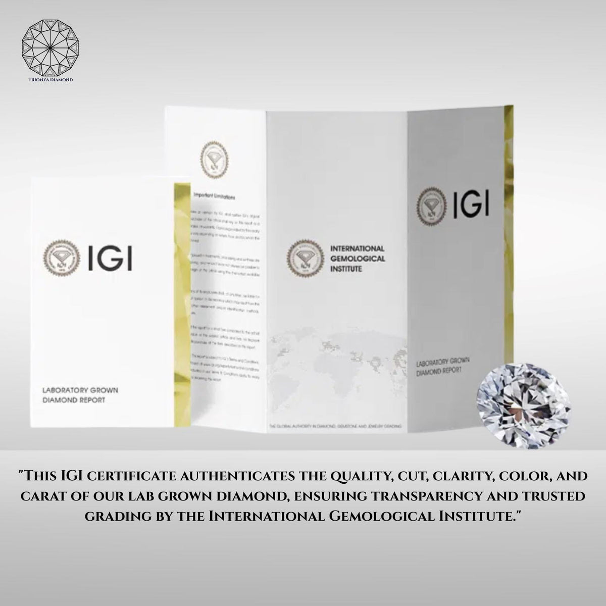 IGI certified lab grown diamond set in a handmade TrionzaDiamond creation