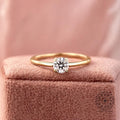 Round brilliant lab grown diamond solitaire ring displayed to highlight its 0.25 CT center stone
