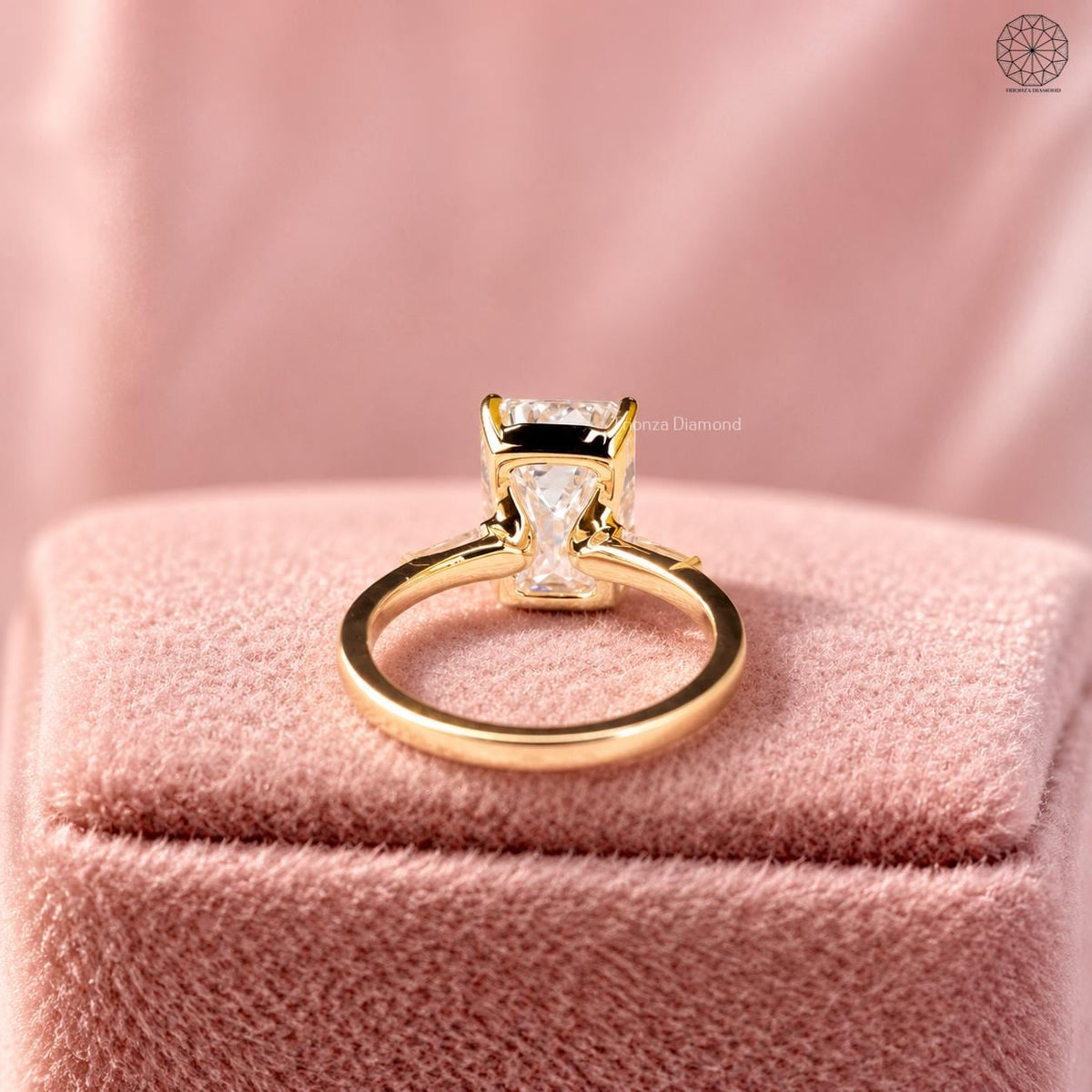 TrionzaDiamond yellow gold ring crafted as an anniversary gift ring for her
