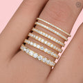 Close-up of the diamond wedding band showing the round brilliant cut stones set in gold
