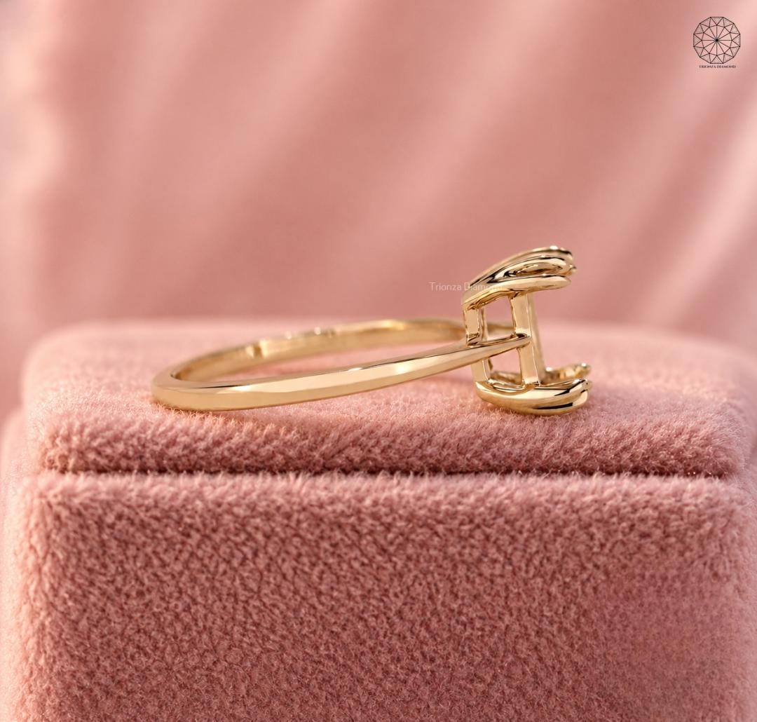 Close-up of the prong style ring setting highlighting the 1.50 mm band thickness