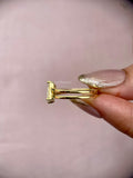 Top view of the 2.11 CT emerald cut lab grown diamond ring showing its clarity