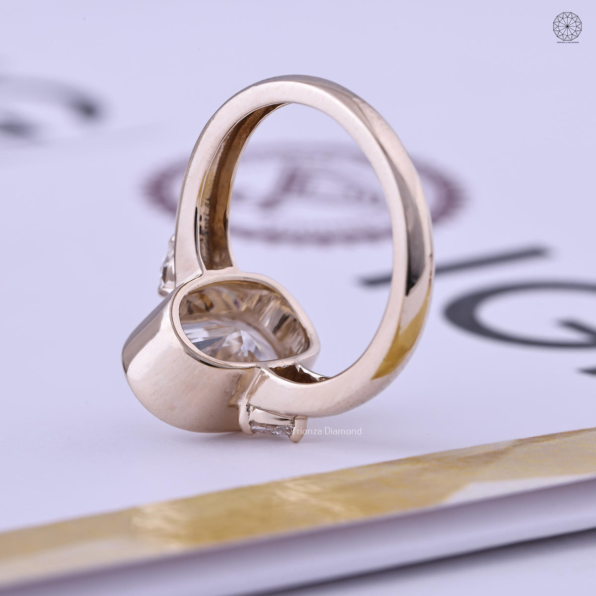 TrionzaDiamond three stone ring handcrafted for a meaningful engagement proposal