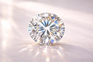 Loose moissanite gemstone showing exceptional brilliance and rainbow fire
